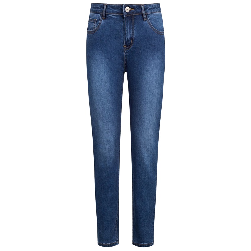 拉夏贝尔旗下candies春夏高腰紧身小脚显瘦水洗牛仔裤 浅牛仔蓝 S