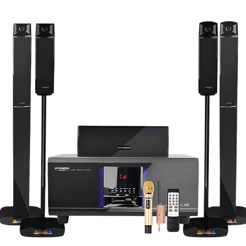 现代HYUNDAI 家庭影院音响组合 KTV套装模拟5.1音响设备客厅电视卡拉OK音响 H5家庭影院+万利达VT06U段