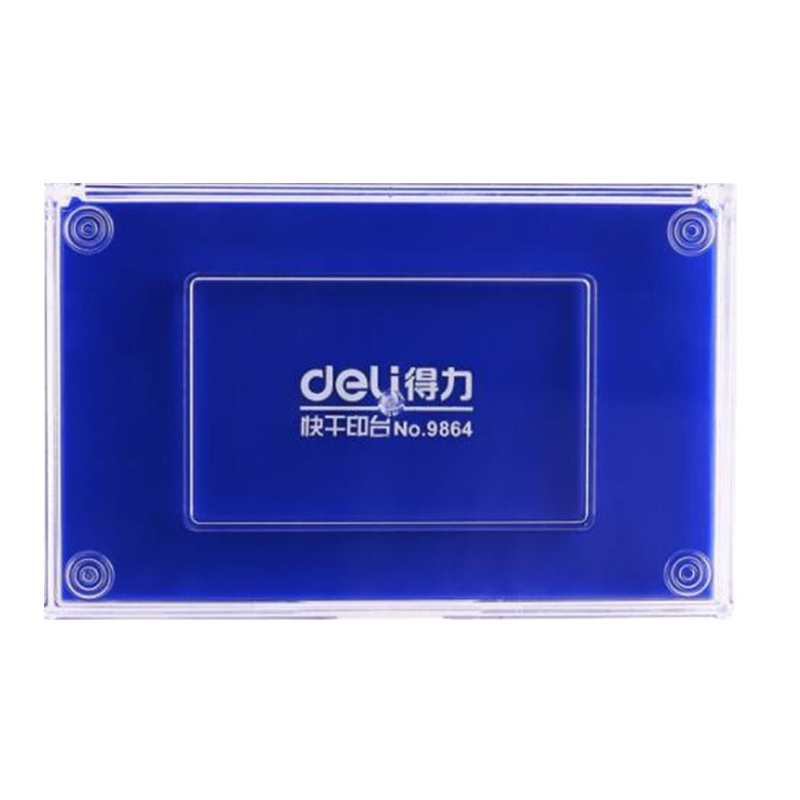 得力(deli)137*88mm方形快干印台印泥 清晰印记 蓝色