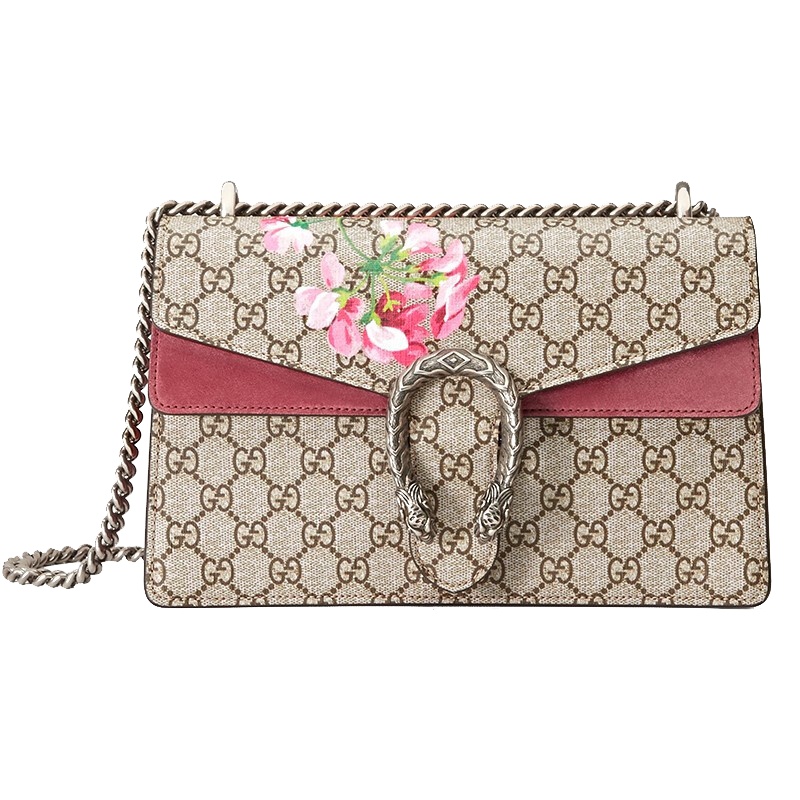 [海外直邮]GUCCI 古驰女包天竺葵印花粉红色小号链条单肩包/斜挎包400249 KU23N 8693