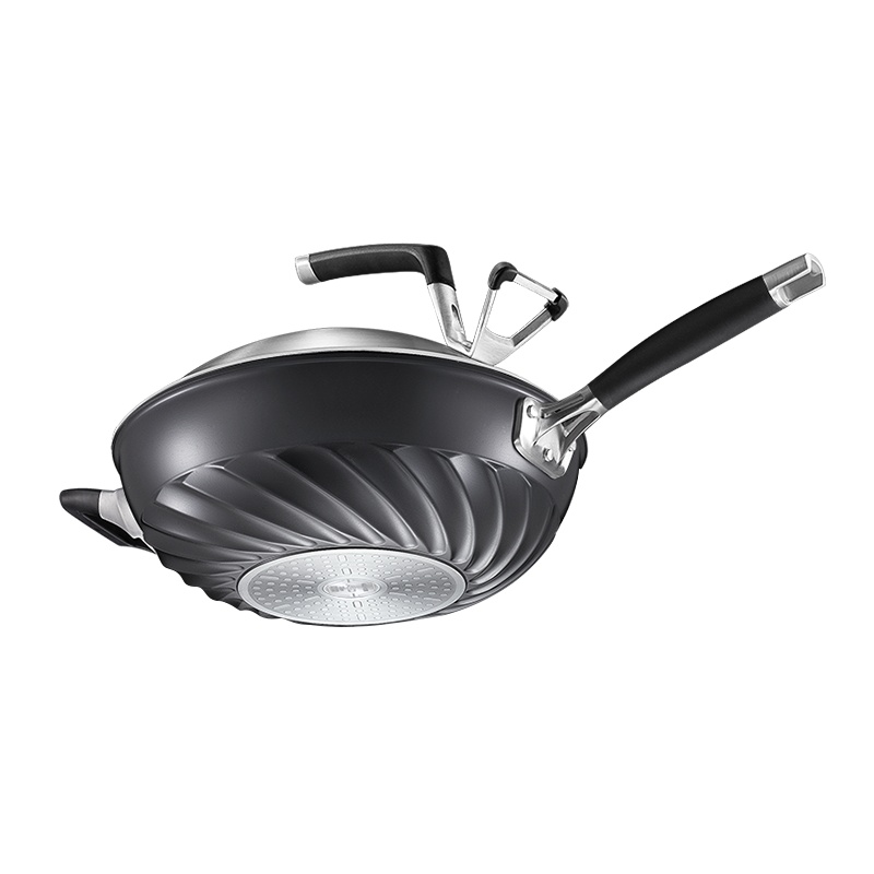 爱仕达(ASD) 炒锅32CM 钛熔射金刚旋风不粘锅少油烟 电磁通用 CL32Z1WG 送锅铲