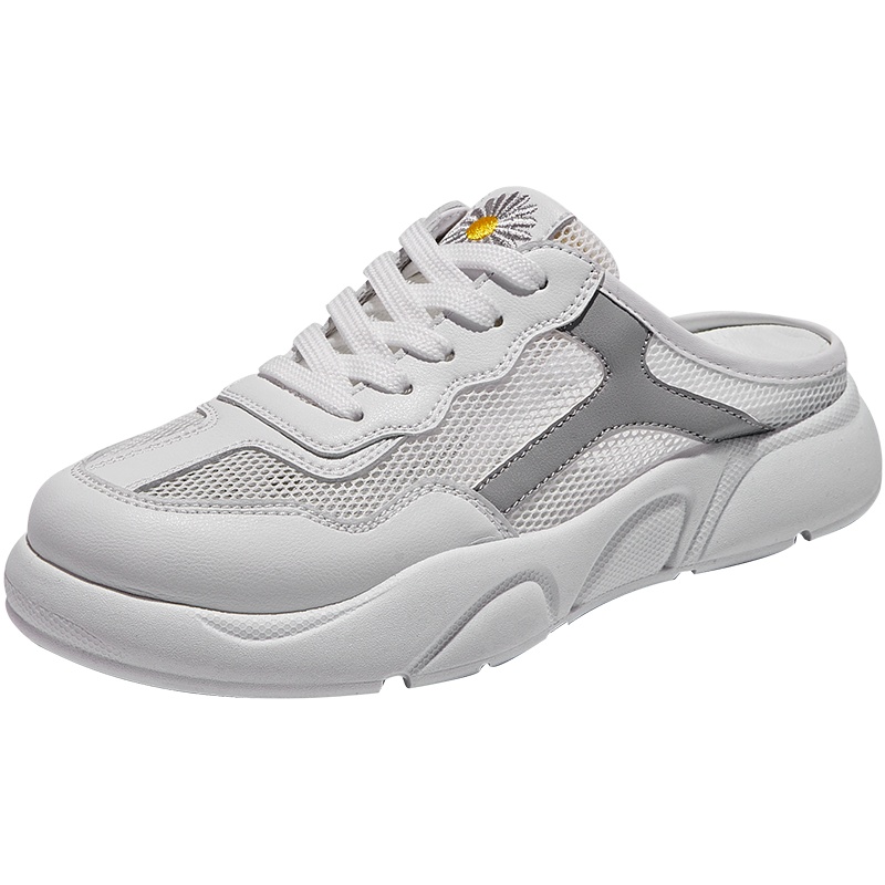 森马包头半拖鞋女鞋外穿ins潮懒人凉拖无后跟网红热款菊花小白鞋