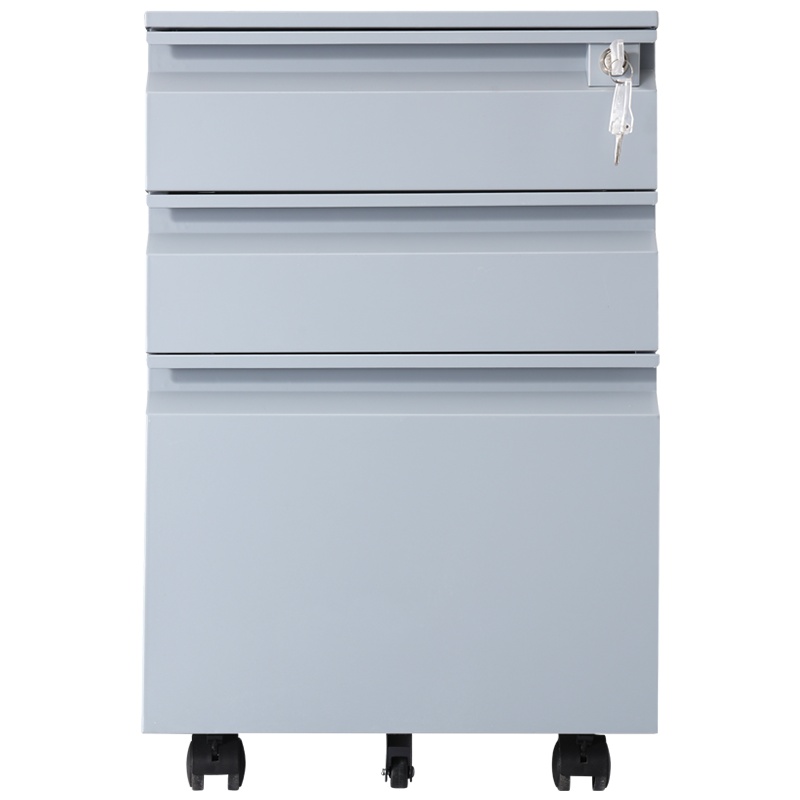 迪欧 DIOUS 资料柜 储物柜 钢制铁皮柜 文件柜 密码锁 三抽屉 闪银色 鹅颈拉手活动柜