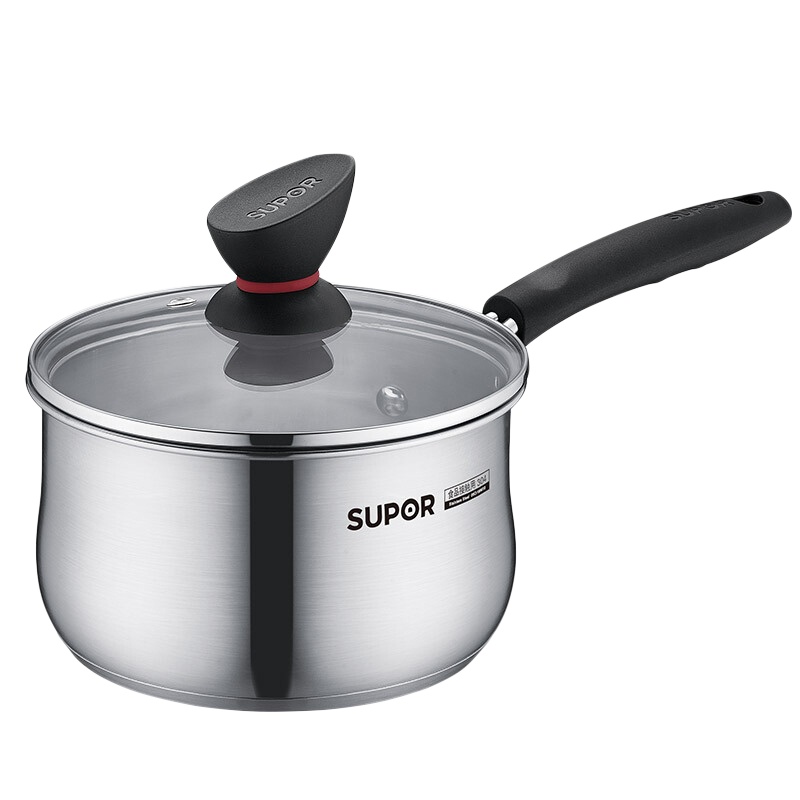 苏泊尔（SUPOR）304不锈钢奶锅16cm小红圈复底汤锅电磁炉燃气灶通用婴儿辅食锅炊具厨房锅具ST16Z1