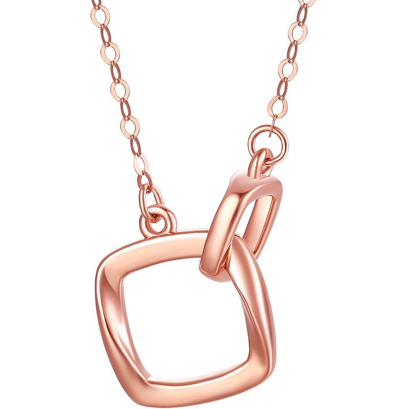 周大生18k素圈小方环套链