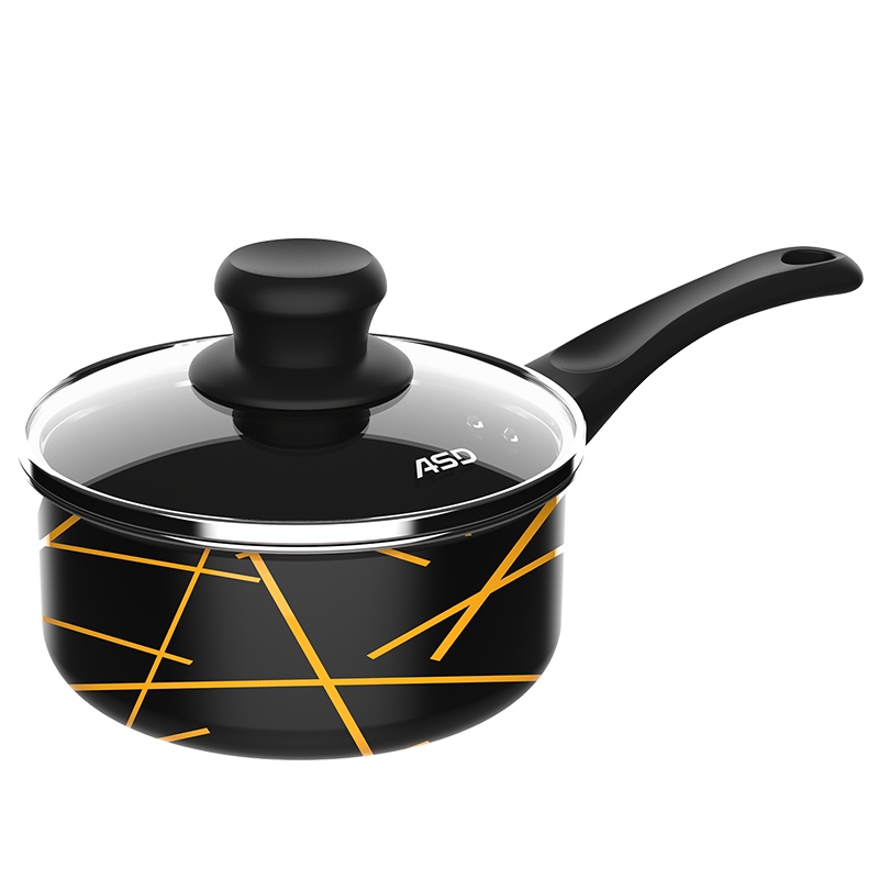 爱仕达NL16G10WG-D奶锅易清洁加厚锅底家用奶锅婴儿辅食热奶锅煮面锅 不粘锅黑色