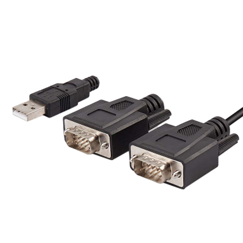 艾德生 USB转2个RS232双串口线COM9针进口芯片转换器ZE537A