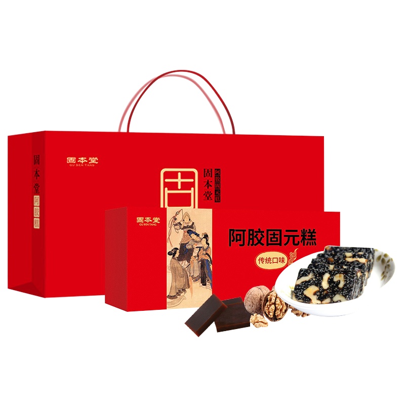 固本堂传统阿胶固元糕300g礼盒装 阿胶糕即食 山东东阿特产阿胶膏