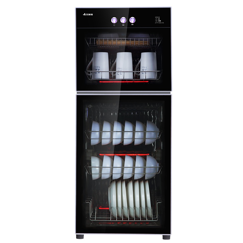 艾美特消毒柜立式 100升大容量家用消毒碗柜高温红外线巴氏消毒家庭厨房双开门商用饭店二星级立式消毒柜ZTP100B-A5