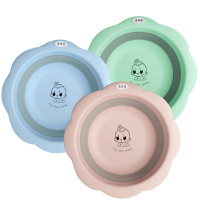 婴蓓/婴幼儿可折叠塑料盆家用洗脸洗屁屁可爱卡通小盆子