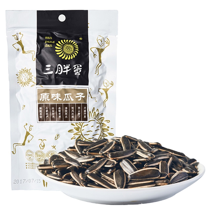 三胖蛋 原味瓜子90g*5袋 内蒙特产原味葵花籽坚果干果炒货休闲零食袋装 瓜子