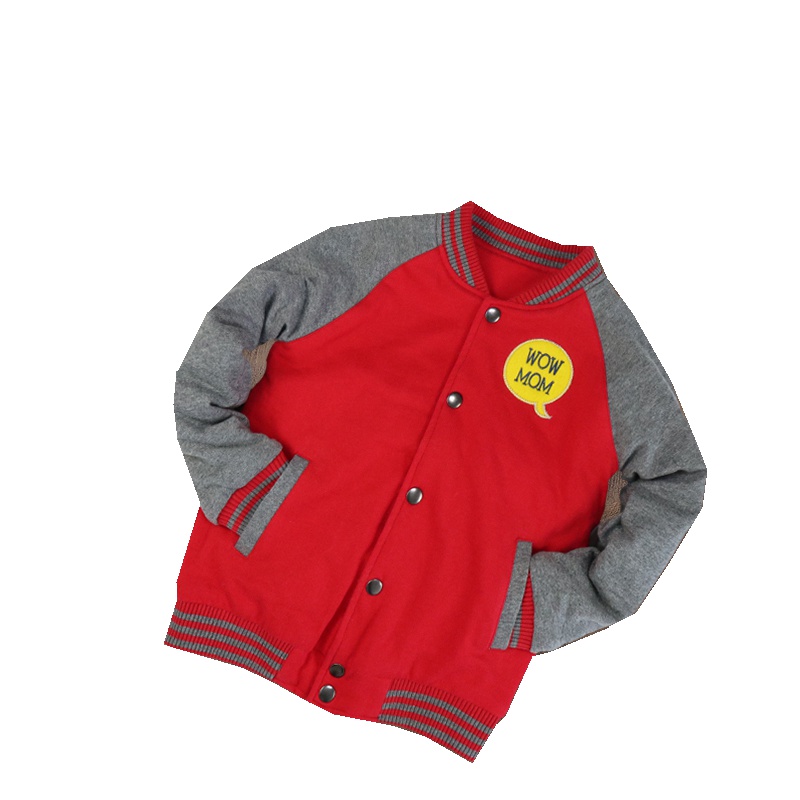 安笛贝乐童装男童纯棉夹棉棒球服加厚冬季装新款儿童红色外套英伦风宝宝上衣中小童夹克90-120cm