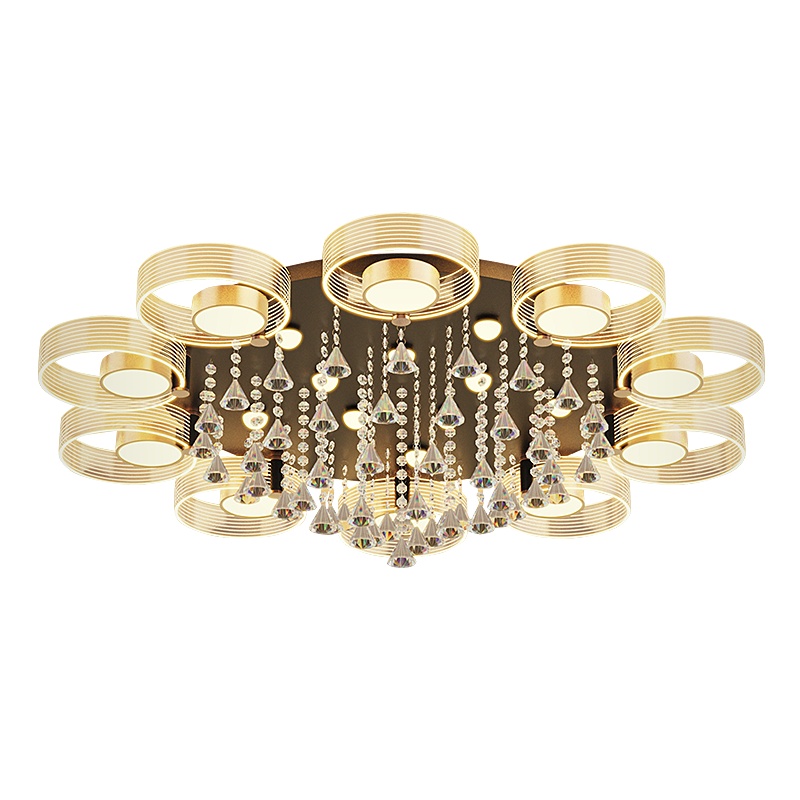 阿丹娜 新款设计现代简约LED水晶圆形吸顶灯奢华客厅灯温馨卧室灯餐厅书房灯创意铁艺灯具