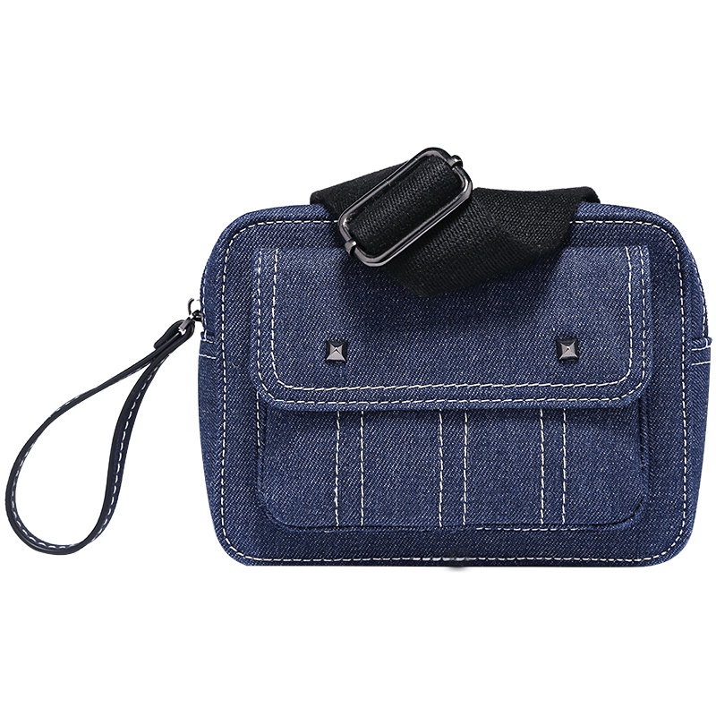 TOUTOU2019春新款ins风运动包包女牛仔宽肩带多功能小包单肩斜挎腰包潮