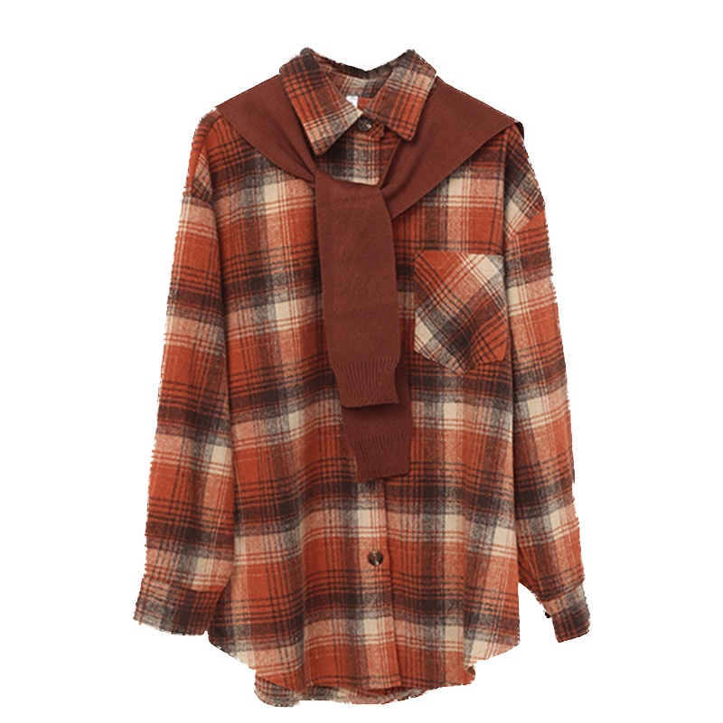 ENJOY'ME女装2020春季新品复古港味格纹衬衫坎肩两件套