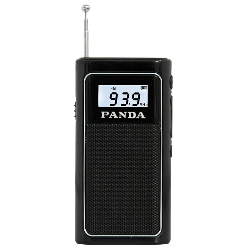 PANDA/熊猫6200小型立体声充电插卡收音机迷你袖珍便携式老人广播半导体 黑色