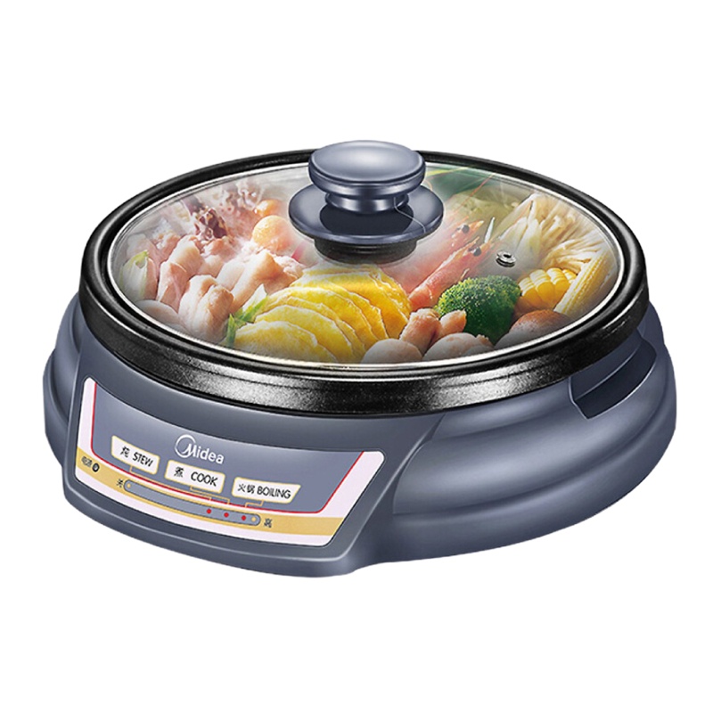 美的(Midea)多用途锅家用电火锅电煮锅电热锅电炒锅可煎烤分体式设计HS136B