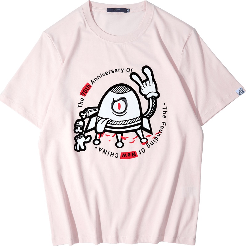 黑鲸图案印花短袖T恤2019夏季男装上衣男女同款CNTBJ29033A