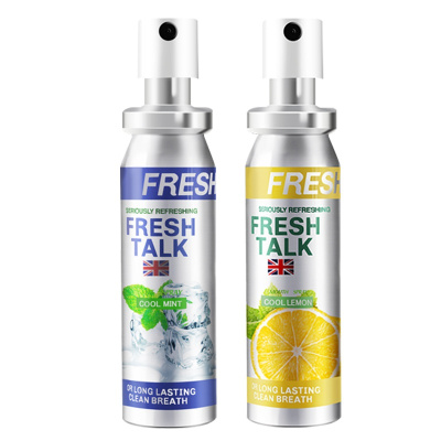 英国Fresh talk口气清新剂口腔喷雾男女便携装20ml 柠檬味+薄荷味各一瓶口喷