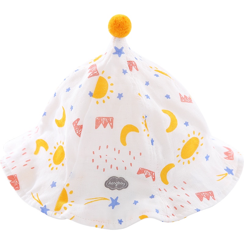 Aengbay 婴儿帽子纯棉网纱布太阳帽婴幼儿遮阳囟门帽夏季透气防晒