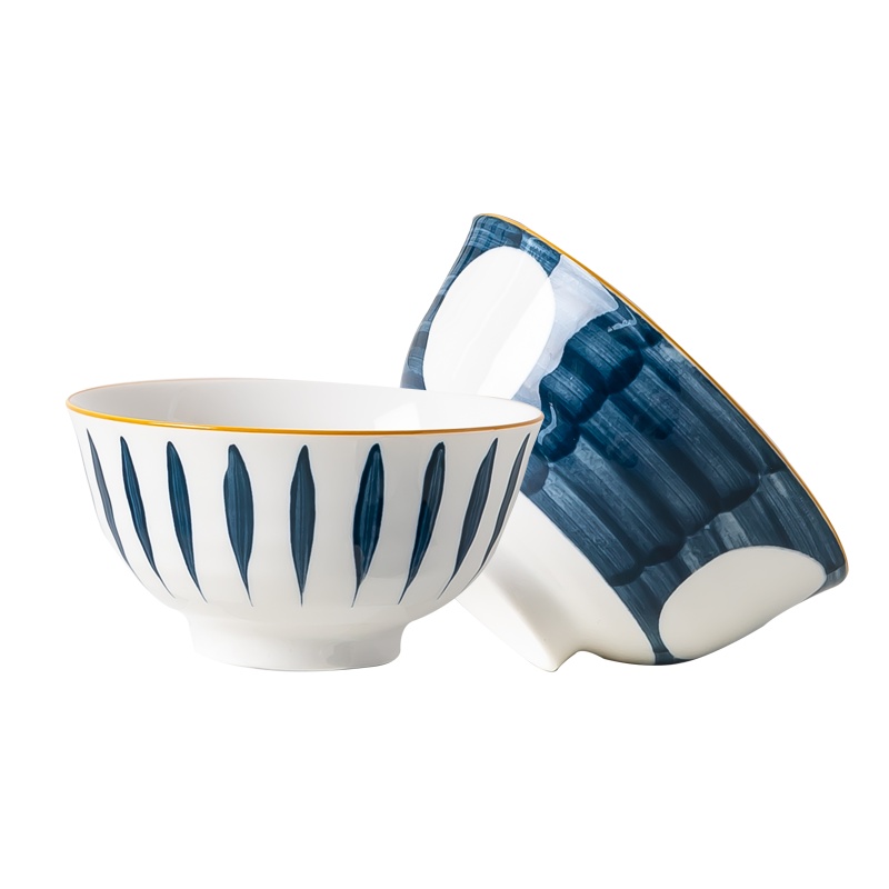 麦可可 日式家用景德镇陶瓷餐具个性创意碗碟汤碗饭碗水果沙拉碗6英寸面碗2个装