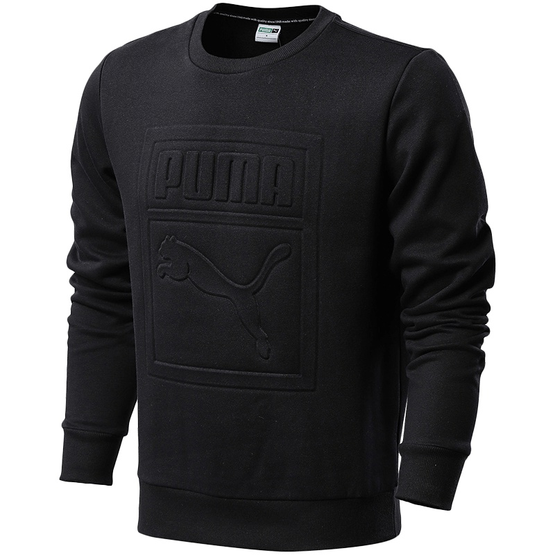 【自营】彪马PUMA男装运动休闲卫衣冬LOGO款绒里57478401 L 57478401黑色