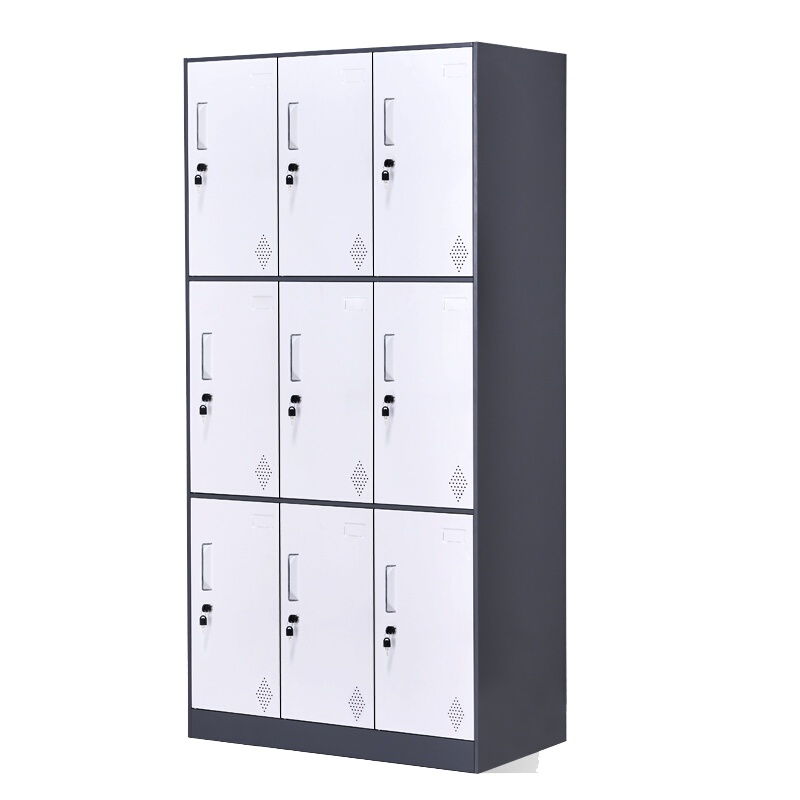 卓澳(ZHUOAO)更衣柜铁皮柜健身房浴室员工职员柜灰白九门更衣柜薄边