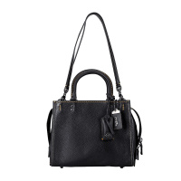 COACH 蔻驰 奢侈品 女士专柜款黑色皮质手提单肩包