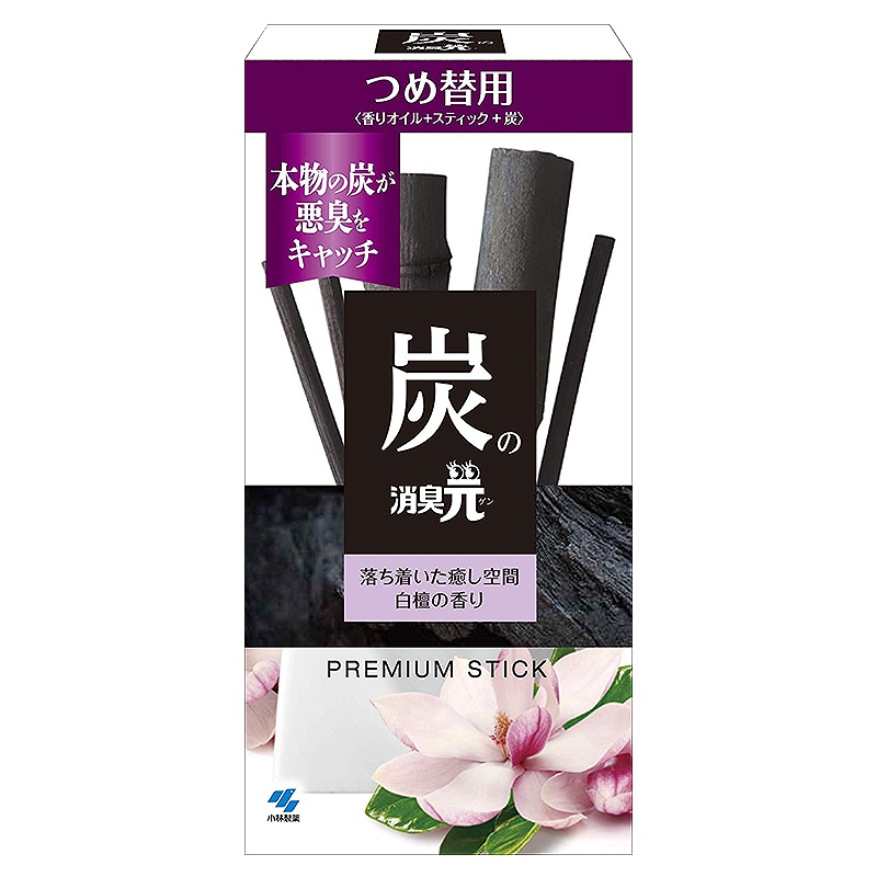 小林制药(KOBAYASHI) 日本进口木炭香薰棒 室内消臭元 除臭去异味 空气清新剂50ml(白檀香)替代装