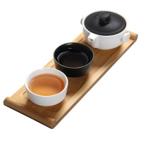 常生源 陶瓷功夫茶具 简约现代 黑白茶具 竹木茶盘 一壶二杯 奉黑白配套组