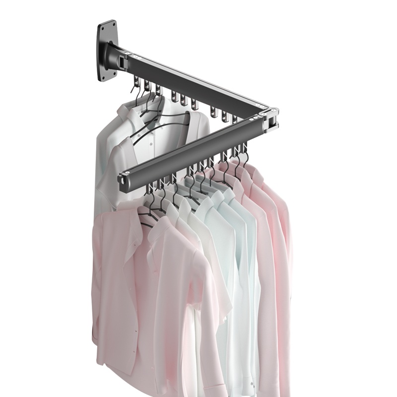 邦禾无阳台壁挂式折叠晾衣架室内伸缩杆晾衣杆窗外隐形晒衣神器