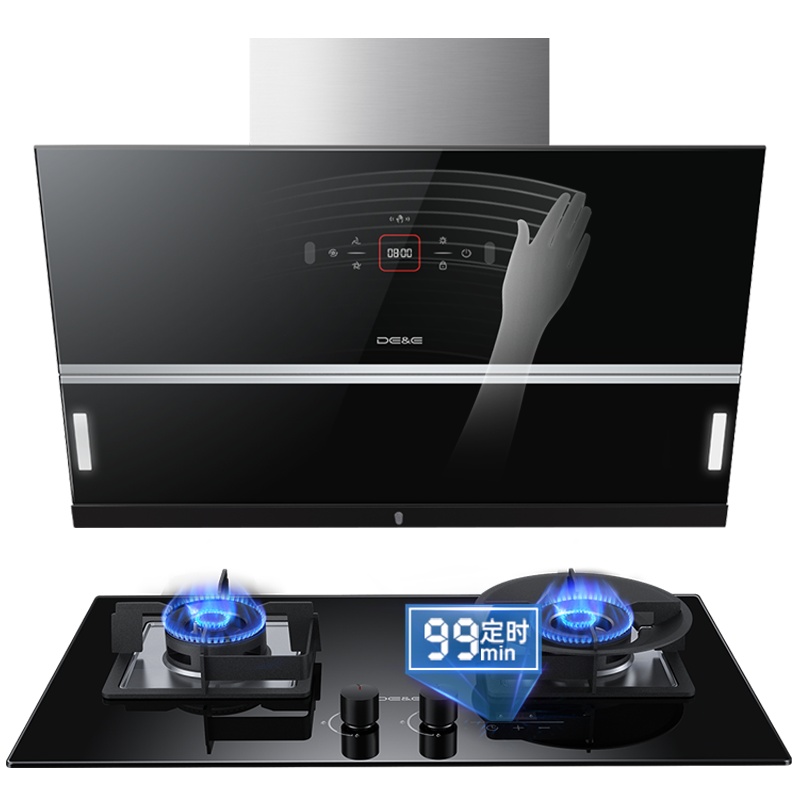 德意(DE&E)A5系列830Pa自清洁21立方挥手侧吸油烟机燃气灶套餐烟灶套装858A+772T(需液化气详询客服)