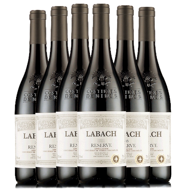 法国进口红酒拉巴赫干红葡萄酒AOP整箱装6支750ml*6原瓶装