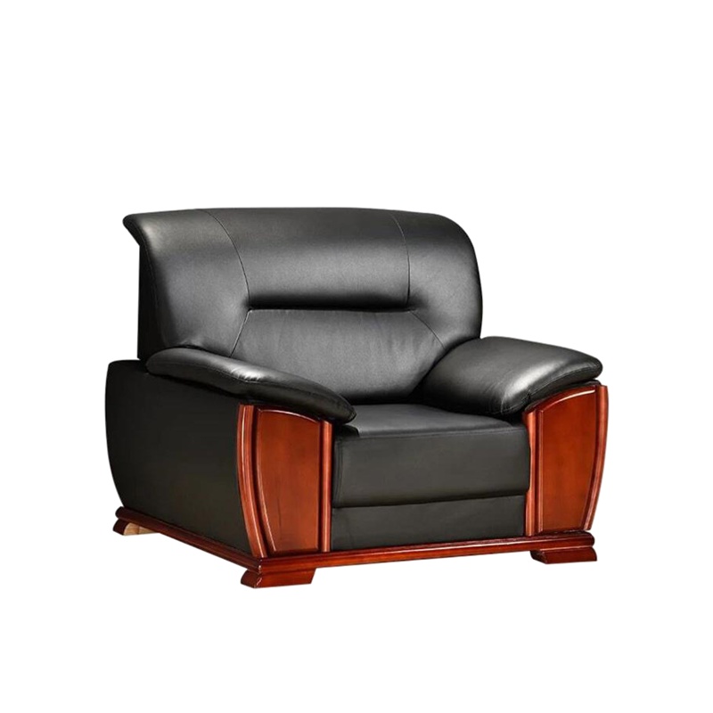 (理政)办公沙发 现代中式牛皮沙发 商务皮质沙发 接待沙发 单人位