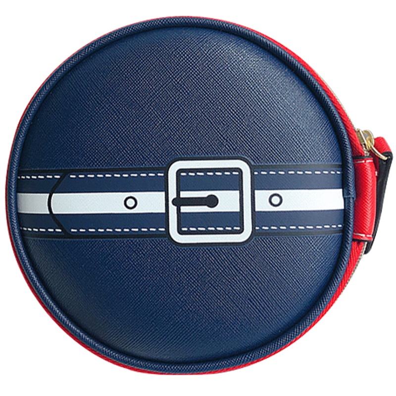 雅诗兰黛春季海军蓝红色圆形手提化妆包