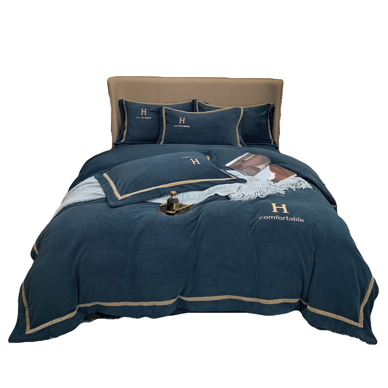 南极人(NanJiren)家纺 牛奶绒四件套冬季加厚法兰绒套件珊瑚绒被套床单秋冬