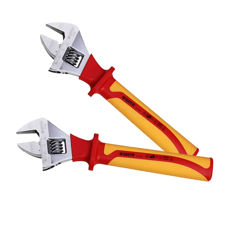 世达(SATA)12英寸VDE绝缘耐压活扳手 耐电压10000v电工活板手 47104 1把