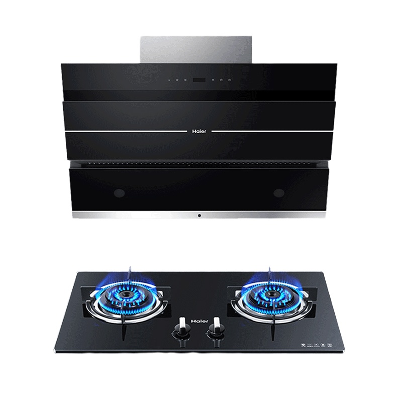 海尔(Haier)20m³爆炒风量侧吸烟灶套餐EC302+QE535 热熔自清洁,4.1KW大火力,家用抽油烟机燃气灶具