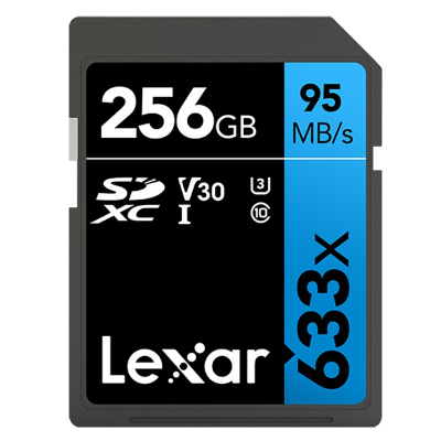 雷克沙(Lexar)256GB SD卡633X 高速U3 V30 读95MB/s 写45MB/s单反微单相机内存卡存储卡