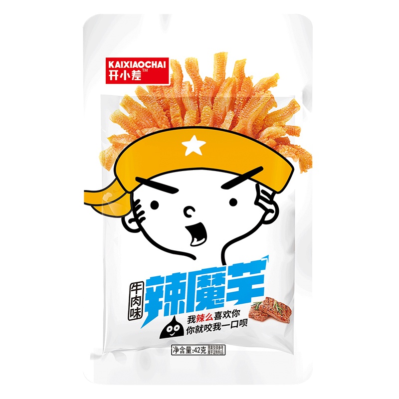 开小差牛肉味辣魔芋42g素毛肚休闲小吃