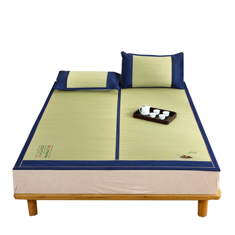 南极人(NanJiren)家纺 草席1.8m双人床凉席1.5m折叠三件套席子天然蔺草席