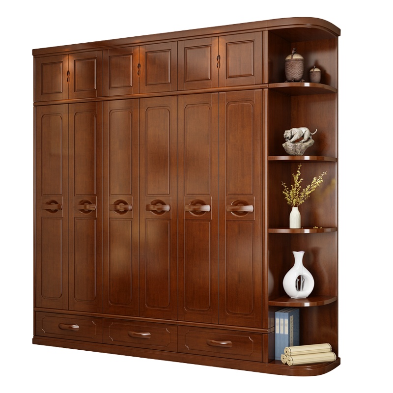 月影梳桐现代简约新中式实木储物衣柜四门加顶柜大容量经济型实木卧室家具