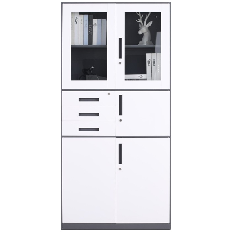 慧采云 办公家具优质钢制窄边套色偏三保办公柜铁皮柜文件柜柜子档案资料柜900*400*1850mm