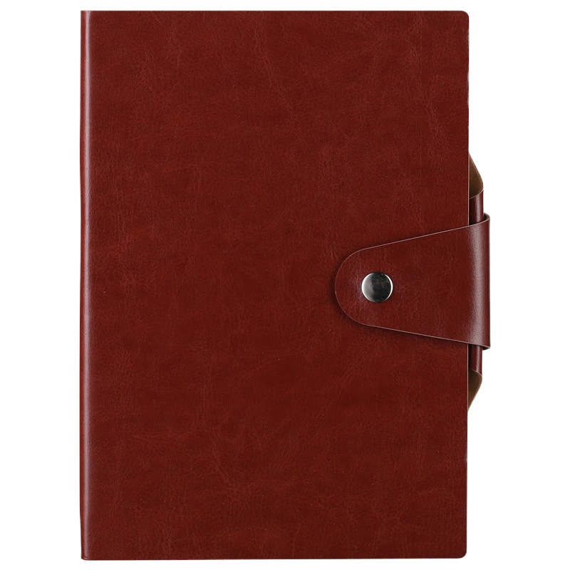 晨光(M&G)文具A5/112页棕色办公笔记本 带笔夹按扣皮面本 普惠型日记本商务记事本子单本装APYG1Y99(5本)