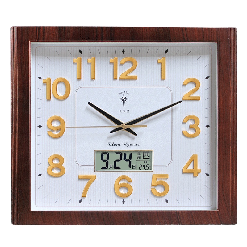 北极星(POLARIS)大客厅静音客厅挂钟现代创意立体字块石英钟表简约时尚办公时钟电子挂表
