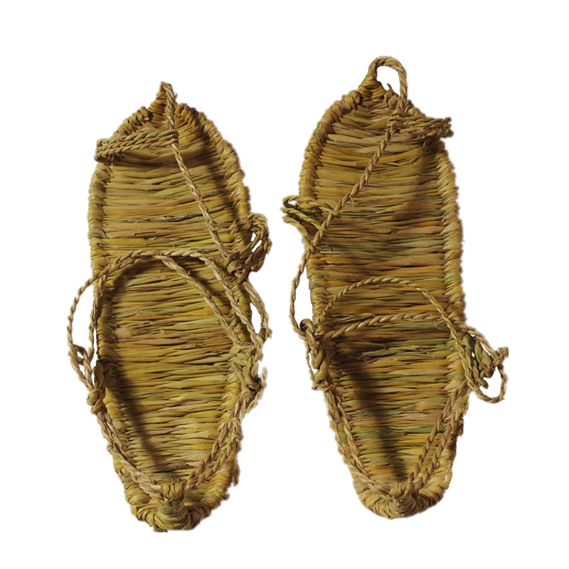 规格[34-45鞋码 尺码备注 2个装]手工编织漂流草鞋 舒适透气防滑漂流鞋 复古红军鞋 施工雪地防滑保护鞋