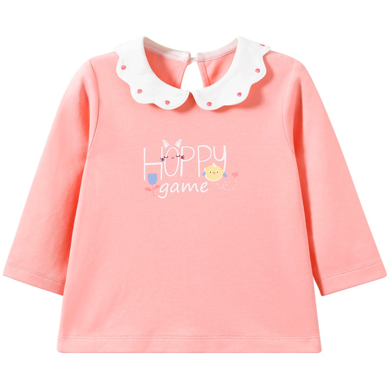 哈贝比（happyB）婴儿翻领T恤春季纯棉卡通女宝宝打底衫儿童长袖t恤