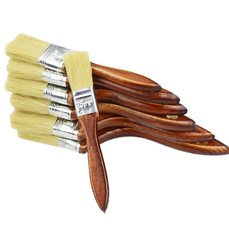 1寸 1把装 毛刷油漆刷子家用烧烤软毛猪鬃毛小油漆刷长柄清洁除尘1寸2寸3寸