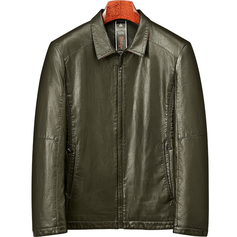 雅鹿男装秋冬新品中老年爸爸装翻领PU皮男士皮衣外套1137PA19182