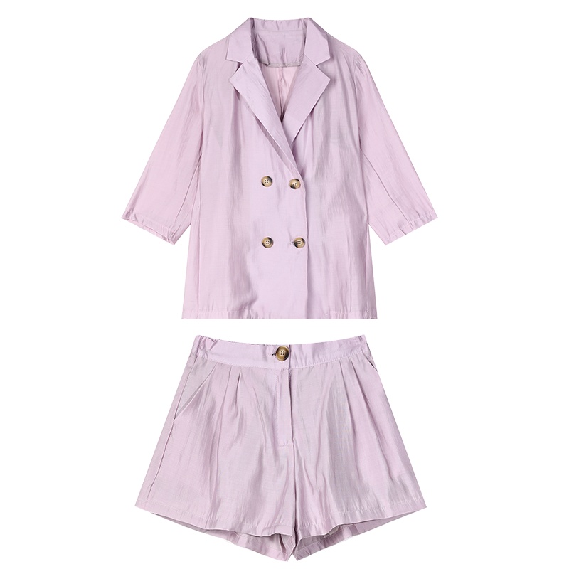 【新款】妖精的口袋冰淇淋色天丝西装套装女2020夏季韩版垂感西服